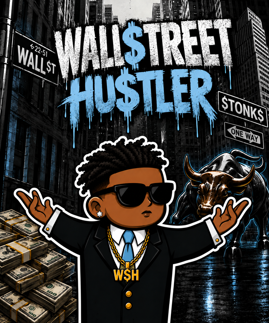 WallStreetHustler brand artwork that changes color with the overall market